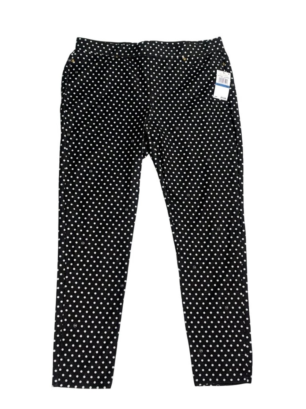 NWT MICHAEL Michael Kors Black Polka Dot Leggings XL Cotton Blend MSRP $74